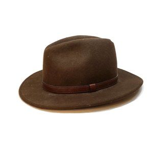 Epoch Mens Brown 100% Wool Felt Classic Fedora Hat Banded Riding Dress Casual